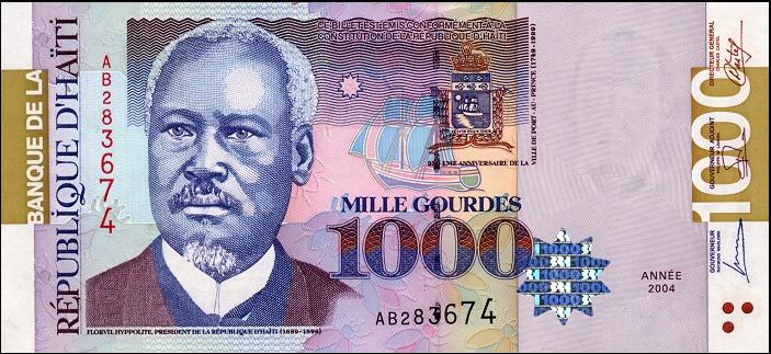 Un billet de 1000 gdes émis en 2004.